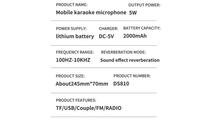 Караоке Мікрофон-колонка DS810 Black - фото