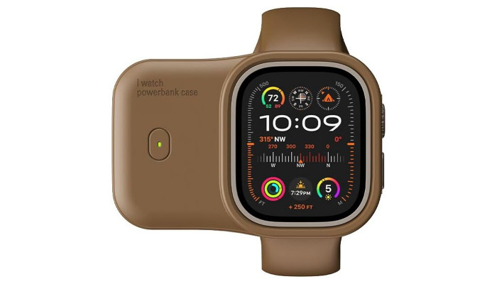 Портативний ЗП Charging Soft Case for Apple Watch 49mm 1200 mAh Brown - фото