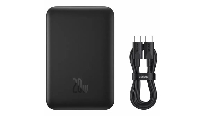 Портативний ЗП Power Bank Baseus Magnetic Mini 20W c БЗП 10000 mAh (PPCX070001) Black - фото