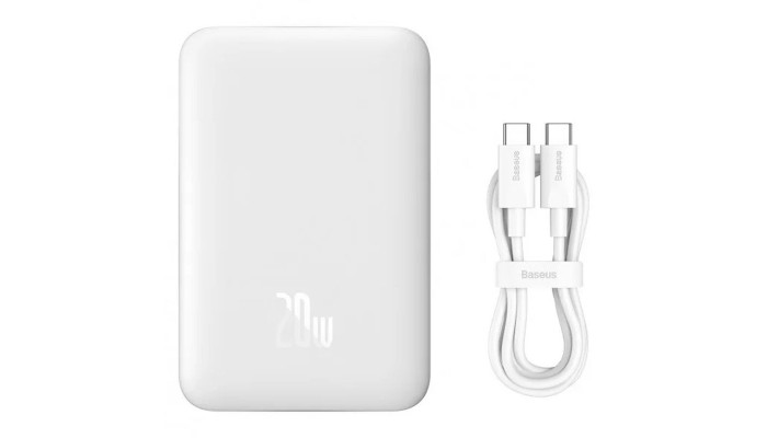 Портативний ЗП Power Bank Baseus Magnetic Mini 20W c БЗП 10000 mAh (PPCX070001) White - фото