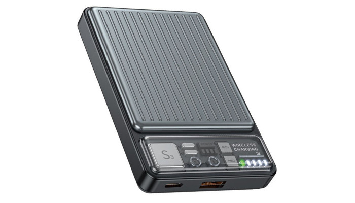 Внешний аккумулятор Power Bank Hoco Q18 Tourer 22.5W с Беспроводное зарядное устройство 10 000 mAh Black - фото