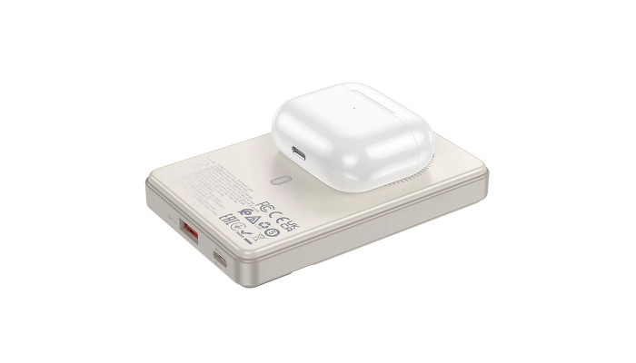 Внешний аккумулятор Power Bank Hoco Q18 Tourer 22.5W с Беспроводное зарядное устройство 10 000 mAh Milky White - фото