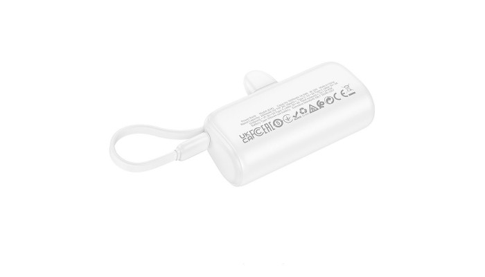 Зовнішній акумулятор Power Bank BOROFONE BJ41 Pocket with cable 5000 mAh White - фото