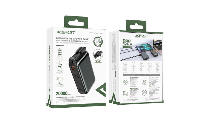 Портативное ЗУ Power Bank Acefast M4 PD67W 20000 mAh Black - фото