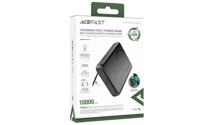 Портативний ЗП Power Bank Acefast M6 PD20W з БЗП 10000 mAh Black - фото