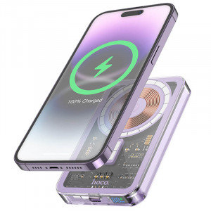 Портативний ЗП Power Bank Hoco Q14 Ice Crystal PD20W з БЗП 5000 mAh Purple