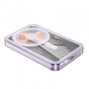 Портативний ЗП Power Bank Hoco Q14 Ice Crystal PD20W з БЗП 5000 mAh Purple