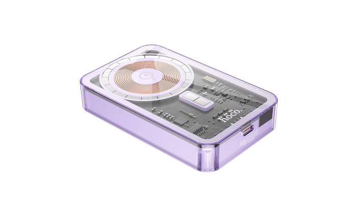 Зовнішній акумулятор Power Bank Hoco Q14A Ice Crystal PD20W з БЗП 10000 mAh Purple - фото