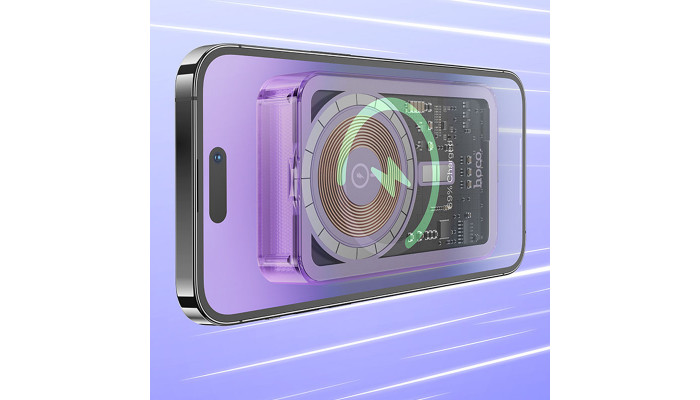 Зовнішній акумулятор Power Bank Hoco Q14A Ice Crystal PD20W з БЗП 10000 mAh Purple - фото