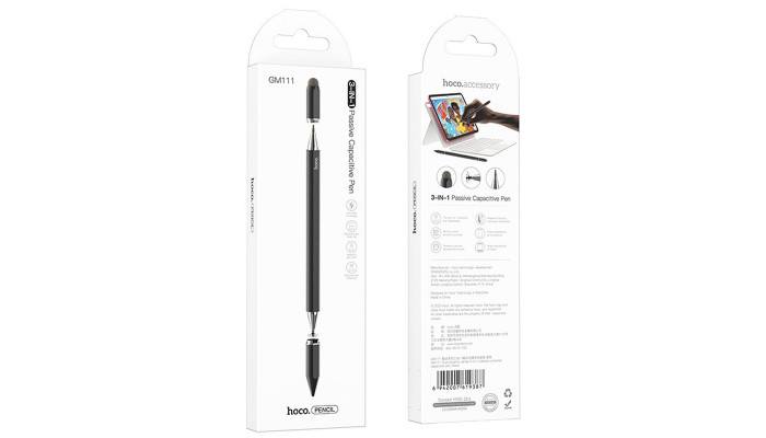 Стилус Hoco GM111 Cool Dynamic series 3in1 Passive Universal Capacitive Pen Black - фото