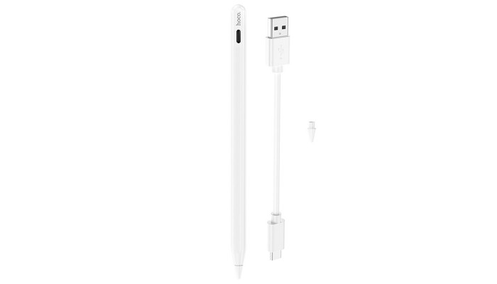 Стилус Hoco GM112 Intelligent anti-lost active capacitive pen with digital display for iP White - фото