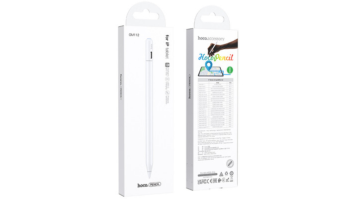 Стилус Hoco GM112 Intelligent anti-lost active capacitive pen with digital display for iP White - фото