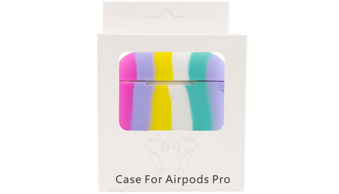 Силіконовий футляр Colorfull для навушників AirPods Pro Темно-рожевий / Блакитний - фото