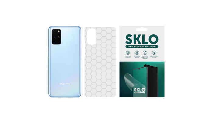 Защитная пленка SKLO Back (на заднюю панель) Transp. для Samsung Galaxy M21s Прозрачный / Соты фото