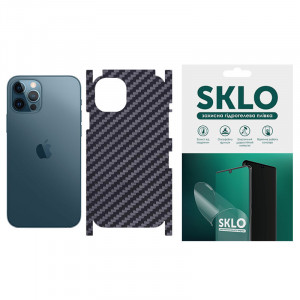 Защитная пленка SKLO Back (на заднюю панель+грани) Carbon для Apple iPhone 12 Pro Max (6.7