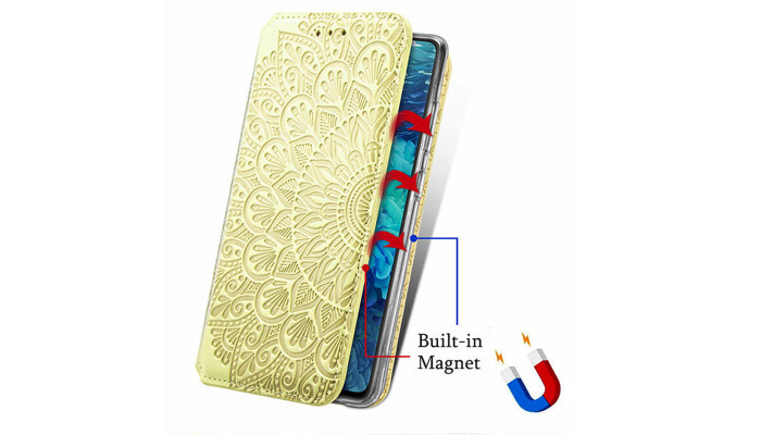 Шкіряний чохол книжка GETMAN Mandala (PU) для Xiaomi Mi 10T Lite / Redmi Note 9 Pro 5G Жовтий - фото