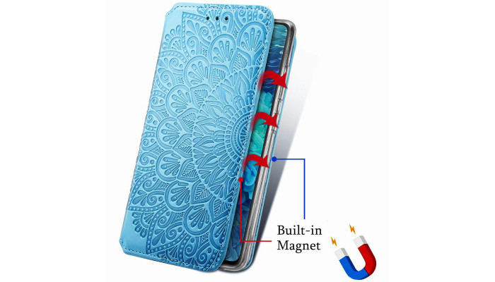 Кожаный чехол книжка GETMAN Mandala (PU) для Xiaomi Mi 10T Lite / Redmi Note 9 Pro 5G Синий - фото
