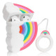 Силіконовий футляр Rainbow для навушників AirPods 1/2 + кільце Райдуга / Білий - фото