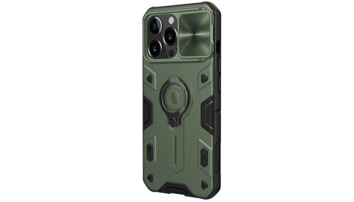 TPU+PC чехол Nillkin CamShield Armor no logo (шторка на камеру) для Apple iPhone 12 Pro / 12 Зеленый - фото