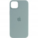 Чехол Silicone case (AAA) full with Magsafe для Apple iPhone 14 Plus (6.7") Бирюзовый / Succulent