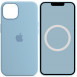 Чехол Silicone case (AAA) full with Magsafe and Animation для Apple iPhone 13 (6.1") Голубой / Blue Fog