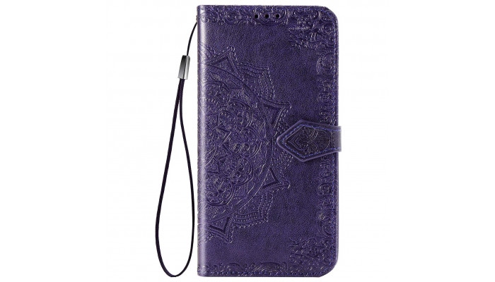 Кожаный чехол-книжка Mandala с визитницей для TECNO POP 4 Фиолетовый - фото