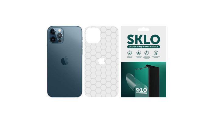 Защитная пленка SKLO Back (на заднюю панель+лого) Transp. для Apple iPhone 13 (6.1) Прозрачный / Соты фото