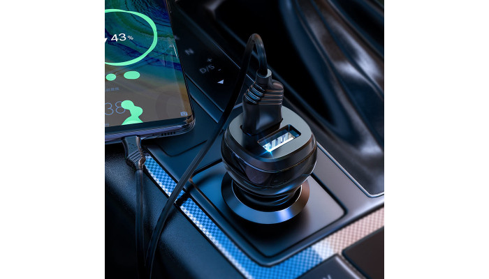 Автомобильное зарядное устройство Hoco Z40 (2USB 2.4A) + MicroUSB Черный - фото