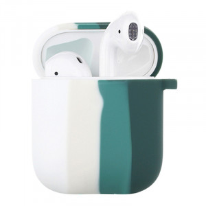 Силиконовый футляр Colorfull для наушников AirPods 1/2 Белый / Зеленый