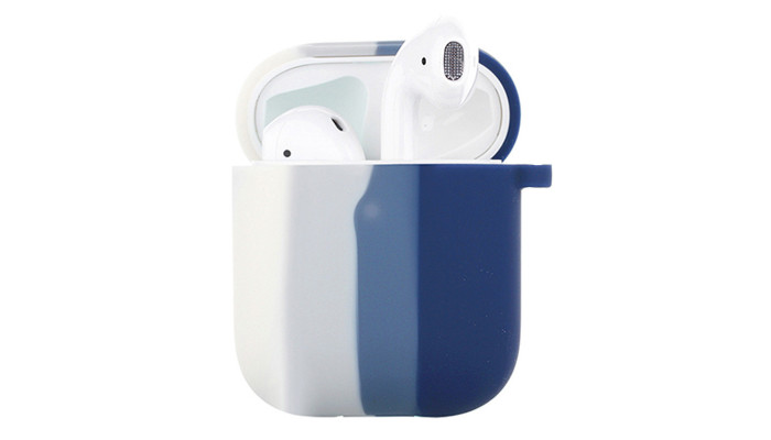 Силіконовий футляр Colorfull для навушників AirPods 1/2 Білий / Синій - фото