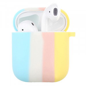 Силиконовый футляр Colorfull для наушников AirPods 1/2 Голубой / Желтый