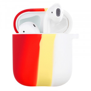 Силиконовый футляр Colorfull для наушников AirPods 1/2 Красный / Белый