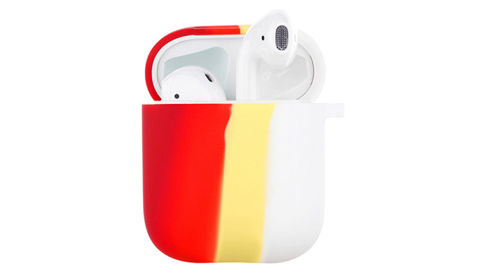 Силіконовий футляр Colorfull для навушників AirPods 1/2 Червоний / Білий - фото