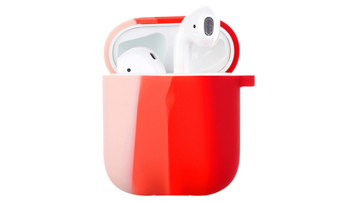 Силіконовий футляр Colorfull для навушників AirPods 1/2 Рожевий / Червоний - фото