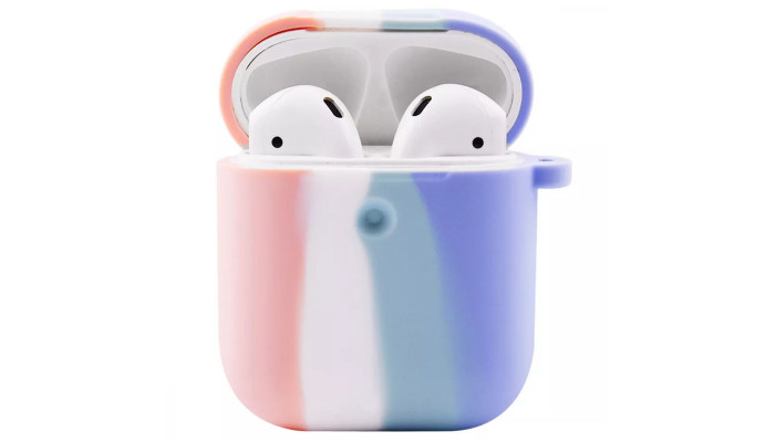 Силіконовий футляр Colorfull для навушників AirPods 1/2 Рожевий / Бузковий - фото
