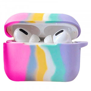 Силиконовый футляр Colorfull для наушников AirPods 3 Темно-розовый / Голубой