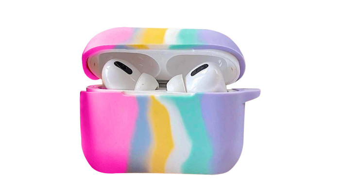 Силіконовий футляр Colorfull для навушників AirPods 3 Темно-рожевий / Блакитний - фото