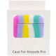 Силиконовый футляр Colorfull для наушников AirPods Pro Темно-розовый / Голубой - фото