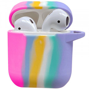 Силиконовый футляр Colorfull для наушников AirPods 1/2 Темно-розовый / Голубой