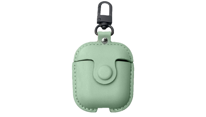 Кожаный футляр Leather bag для наушников AirPods Зеленый - фото