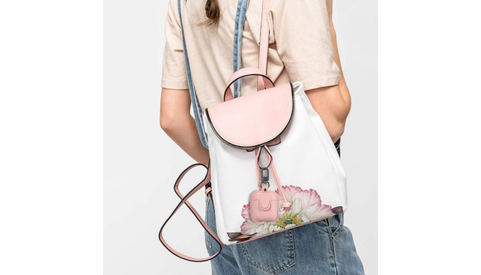 Кожаный футляр Leather bag для наушников AirPods Розовый - фото
