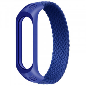 Тканевый монобраслет Braided Solo Loop для Xiaomi Mi Band 3/4/5/6 (M) Синий