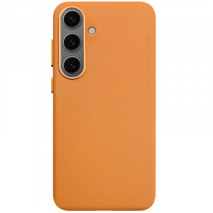 Кожаный чехол Leather Case (AAA) для Samsung Galaxy S25+ Orange