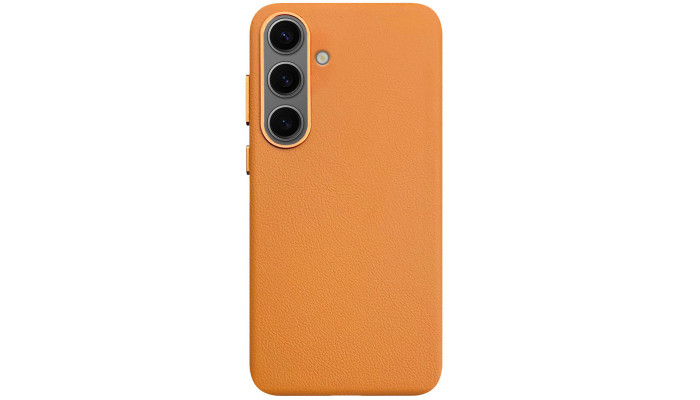 Кожаный чехол Leather Case (AAA) для Samsung Galaxy S25+ Orange - фото