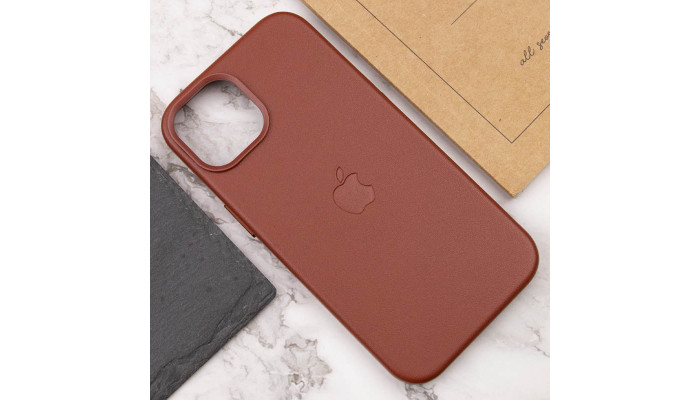 Кожаный чехол Leather Case (AAA) with MagSafe для Apple iPhone 14 (6.1