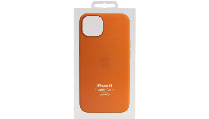 Кожаный чехол Leather Case (AAA) with MagSafe для Apple iPhone 14 (6.1