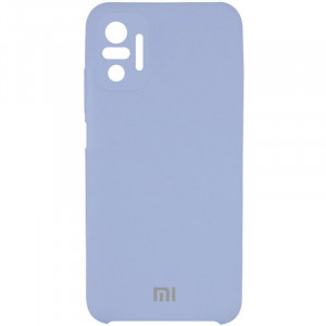 Чехол Silicone Cover Full Camera (AAA) для Xiaomi Redmi Note 10 Pro / 10 Pro Max Голубой / Lilac Blue