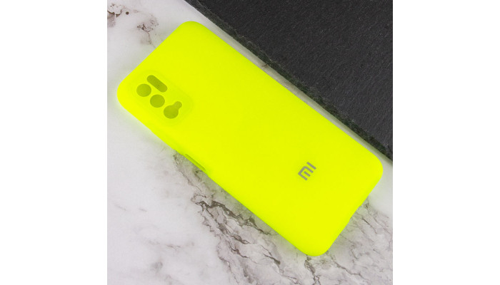 Чехол Silicone Cover Full Camera (AA) для Xiaomi Redmi Note 10 5G / Poco M3 Pro Салатовый / Neon green - фото