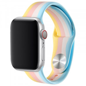 Силіконовий ремінець Rainbow для Apple watch 38mm / 40mm Жовтий / Блакитний