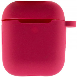 Силиконовый футляр New с карабином для наушников Airpods 1/2 Красный / Rose Red